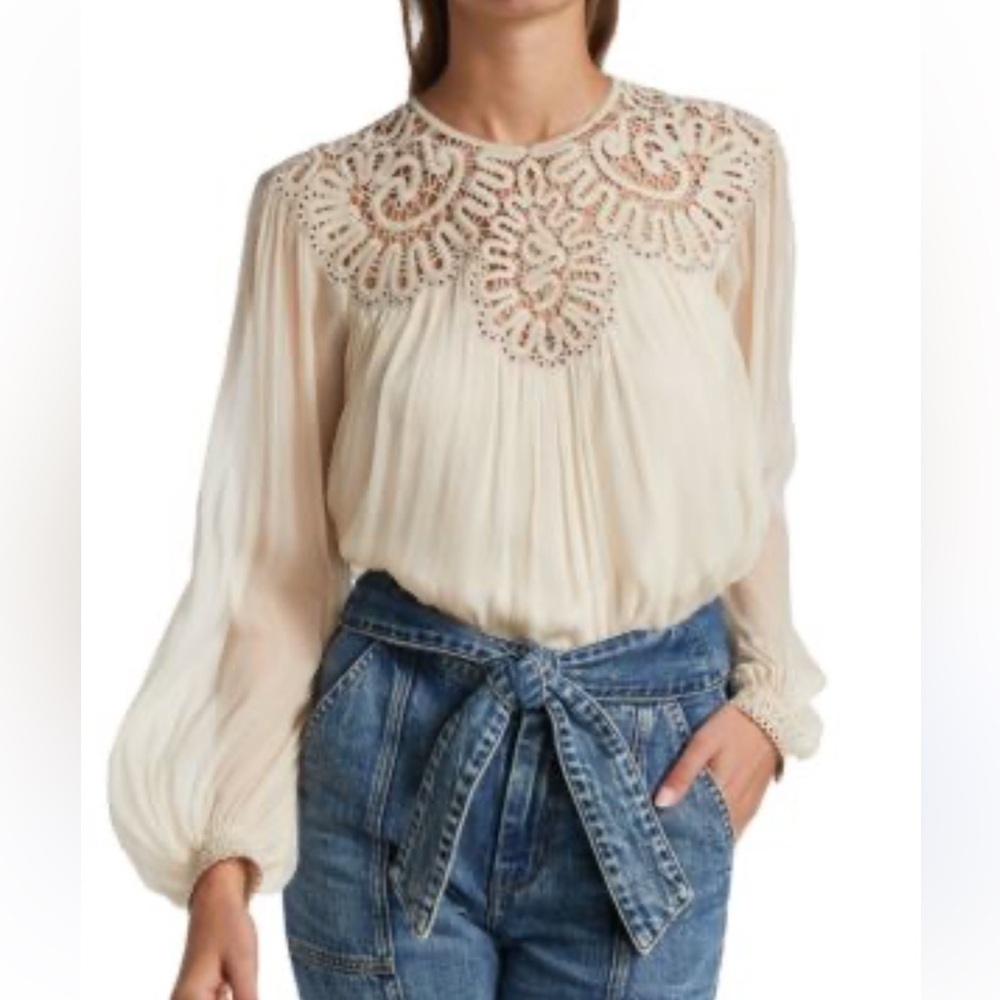 JONATHAN SIMKHAI Melanie Textured Cotton-Silk Blouse XS